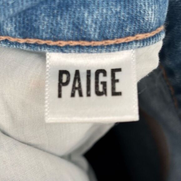 Paige Sarah Slim Distressed Straight Leg Jeans Light Wash Size 32 - Picture 8 of 10